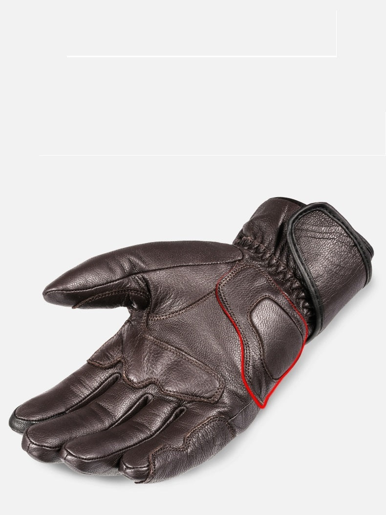 MOTOWOLF Men's Winter Leather Motorcycle Gloves — Sheepskin with TPU Protection