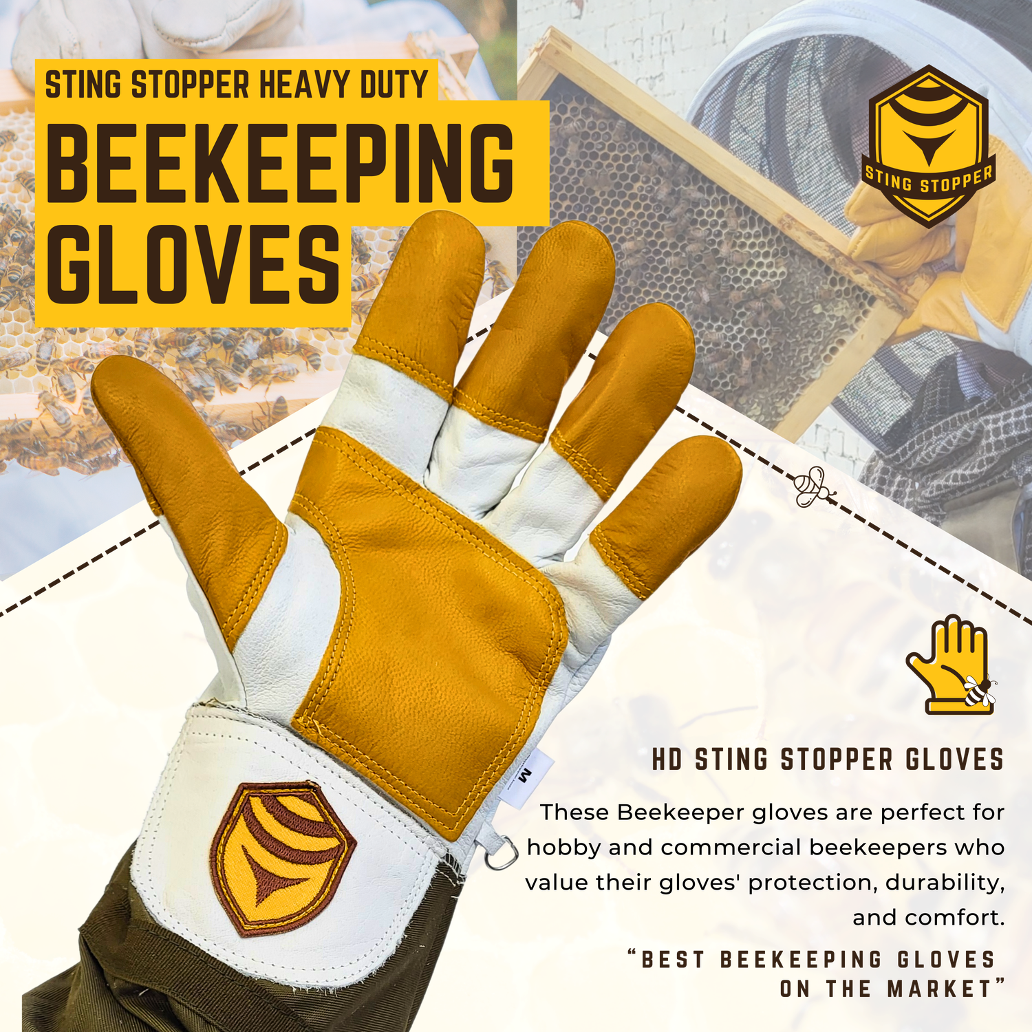 Heavy Duty Goat Skin Beekeeping Gloves