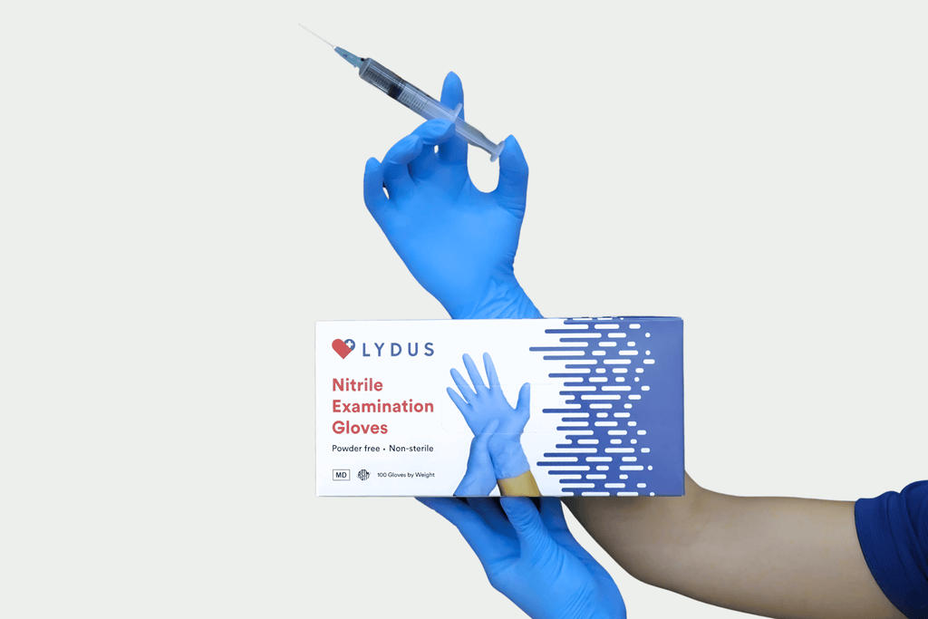 Lydus 5mil Blue Nitrile Examination Disposable Gloves (LBN5), Case of 1000 Wholesale, 5mil (ASTM D6319, FDA 510k)