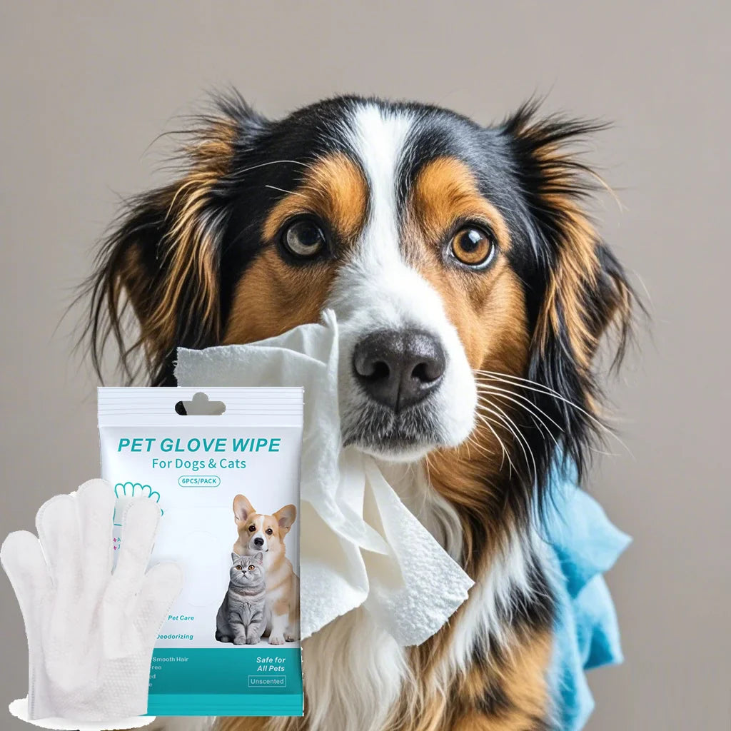Disposable Pet Grooming Gloves — Dry Clean Wipes for Dogs & Cats