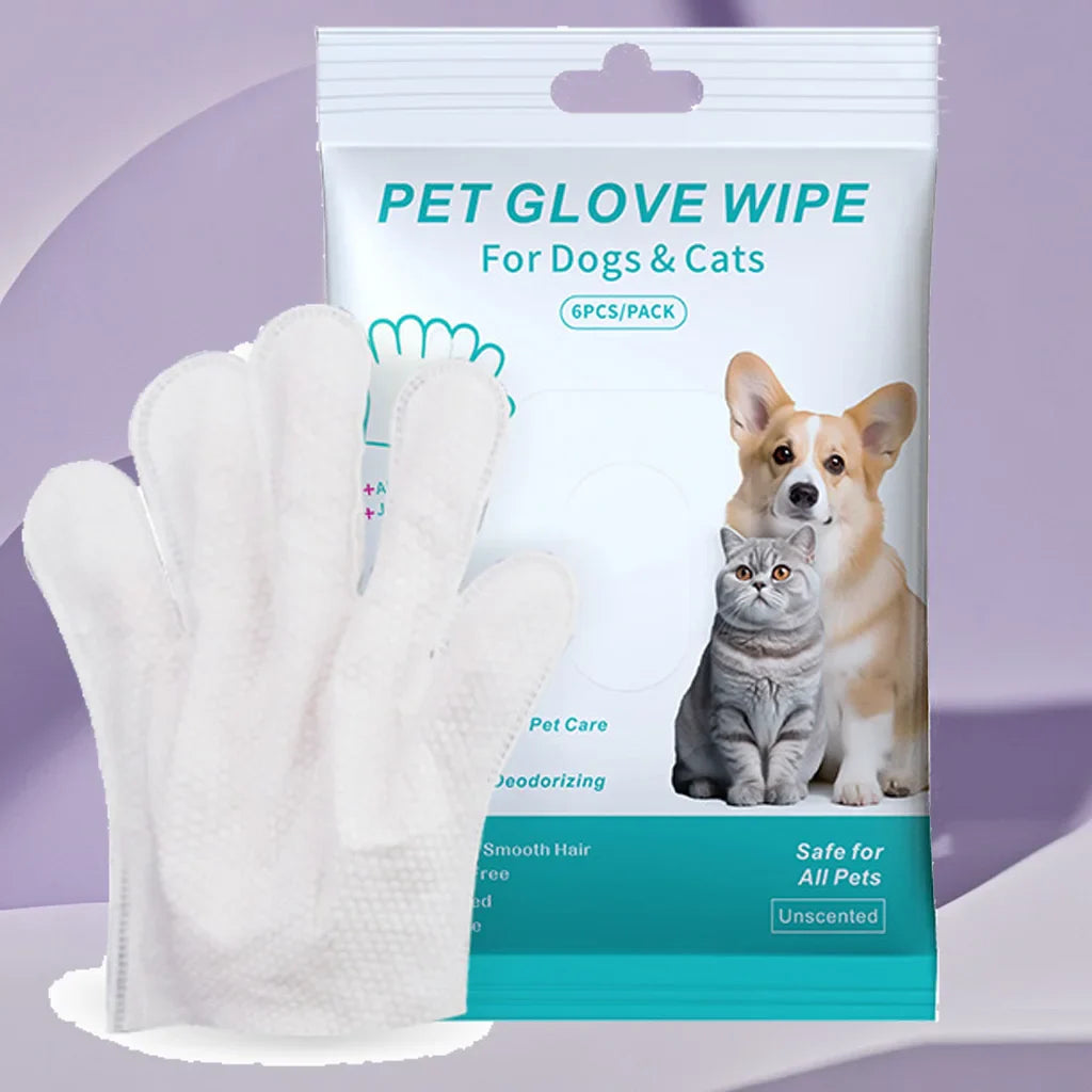 Disposable Pet Grooming Gloves — Dry Clean Wipes for Dogs & Cats
