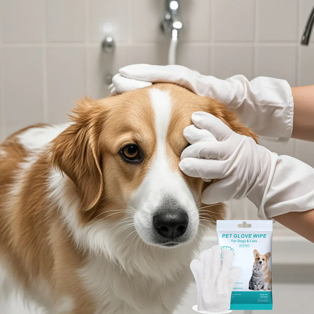 Disposable Pet Grooming Gloves — Dry Clean Wipes for Dogs & Cats