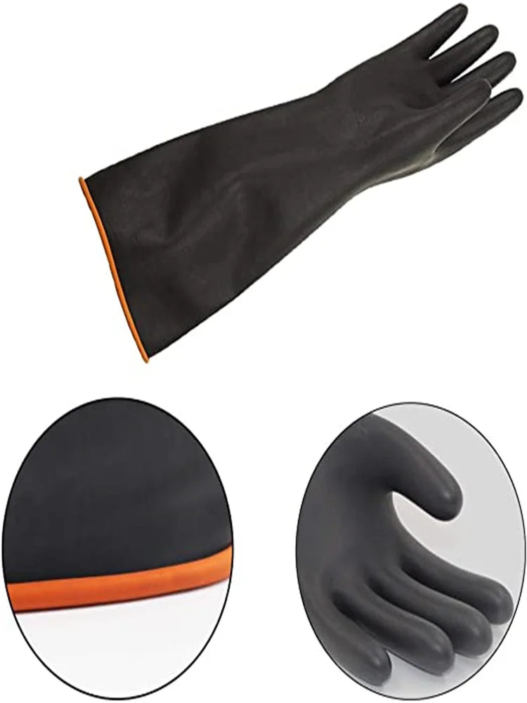 35cm Cleaning Gloves Latex Fingers Crubbing Rubber Kitchen Dishwashing Kitchen Tools Washing Scrub Silicone Gloves Black New