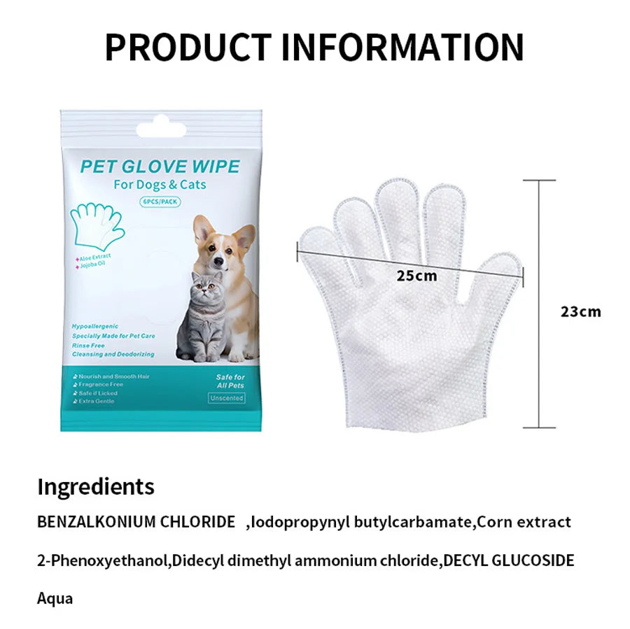 Disposable Pet Grooming Gloves — Dry Clean Wipes for Dogs & Cats