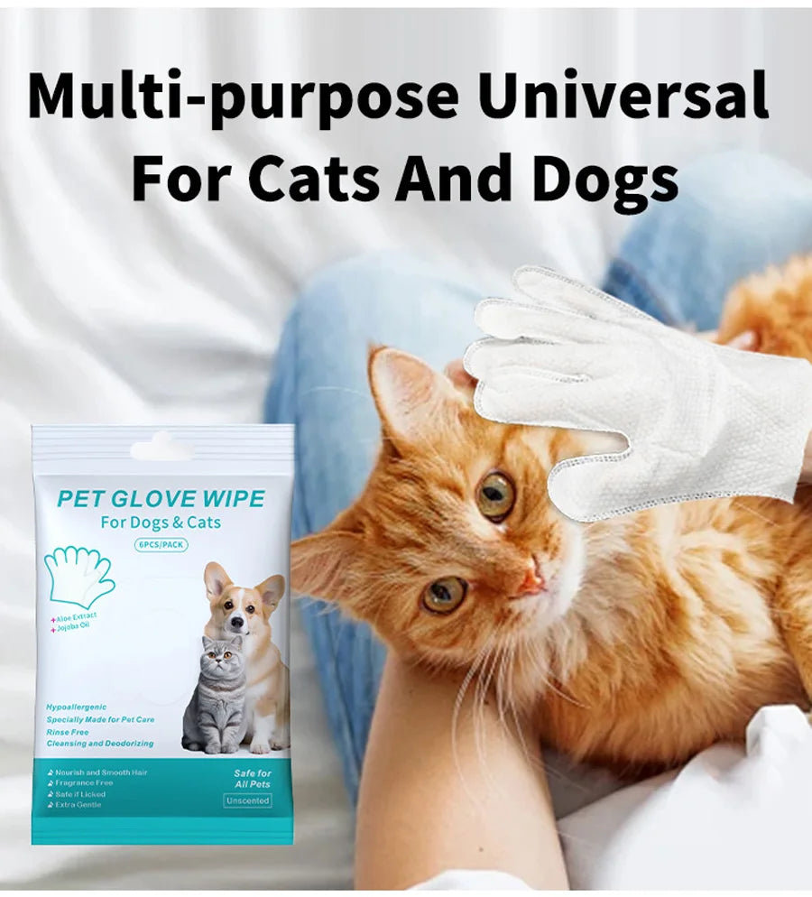 Disposable Pet Grooming Gloves — Dry Clean Wipes for Dogs & Cats