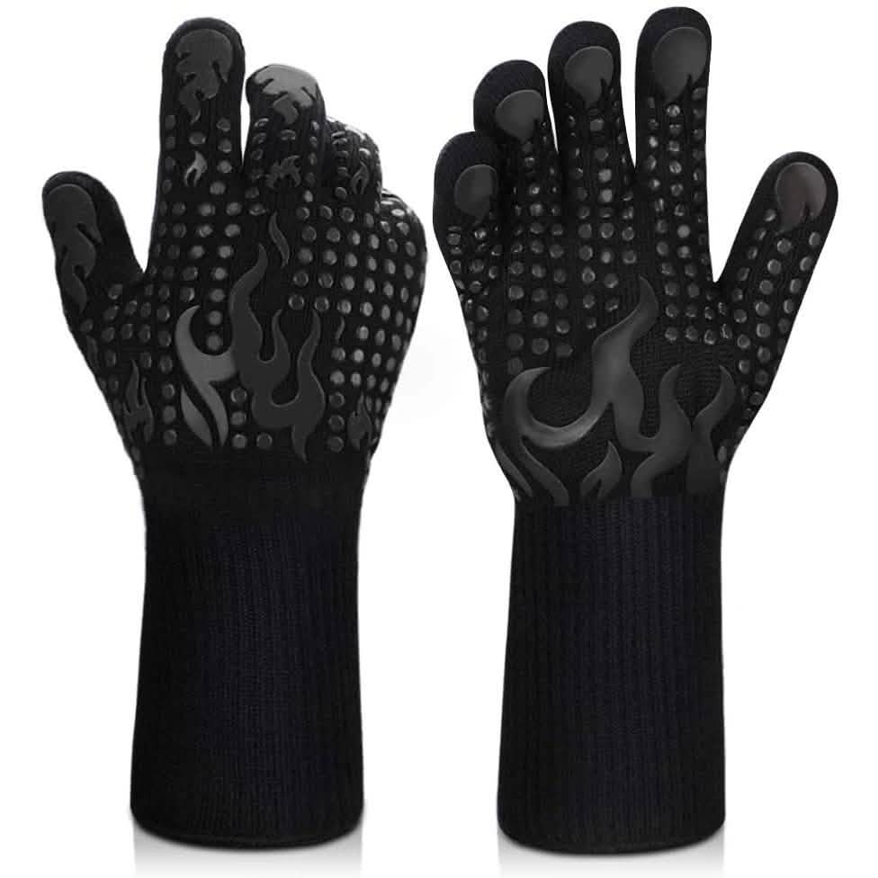 Heat Resistant Grilling Long Silicone Non-Slip Gloves